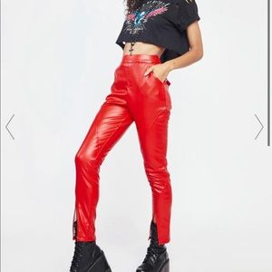 Dolls Kill Red Vegan Leather Pants